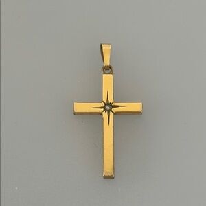20-12k Gold Minimalist Cross Necklace with Polished Finish